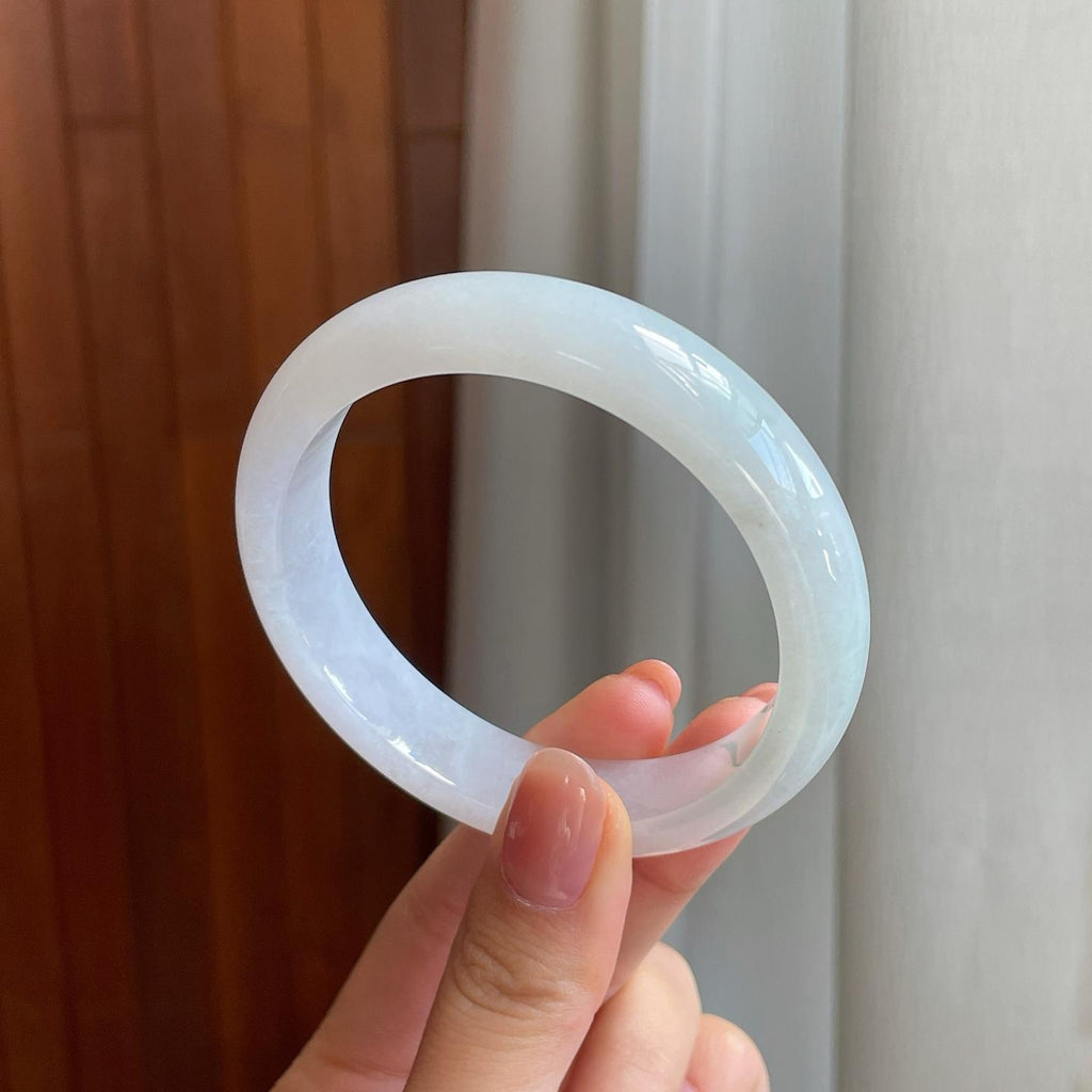 糯冰淡底色翡翠平安镯（57.3mm)（yc323180）