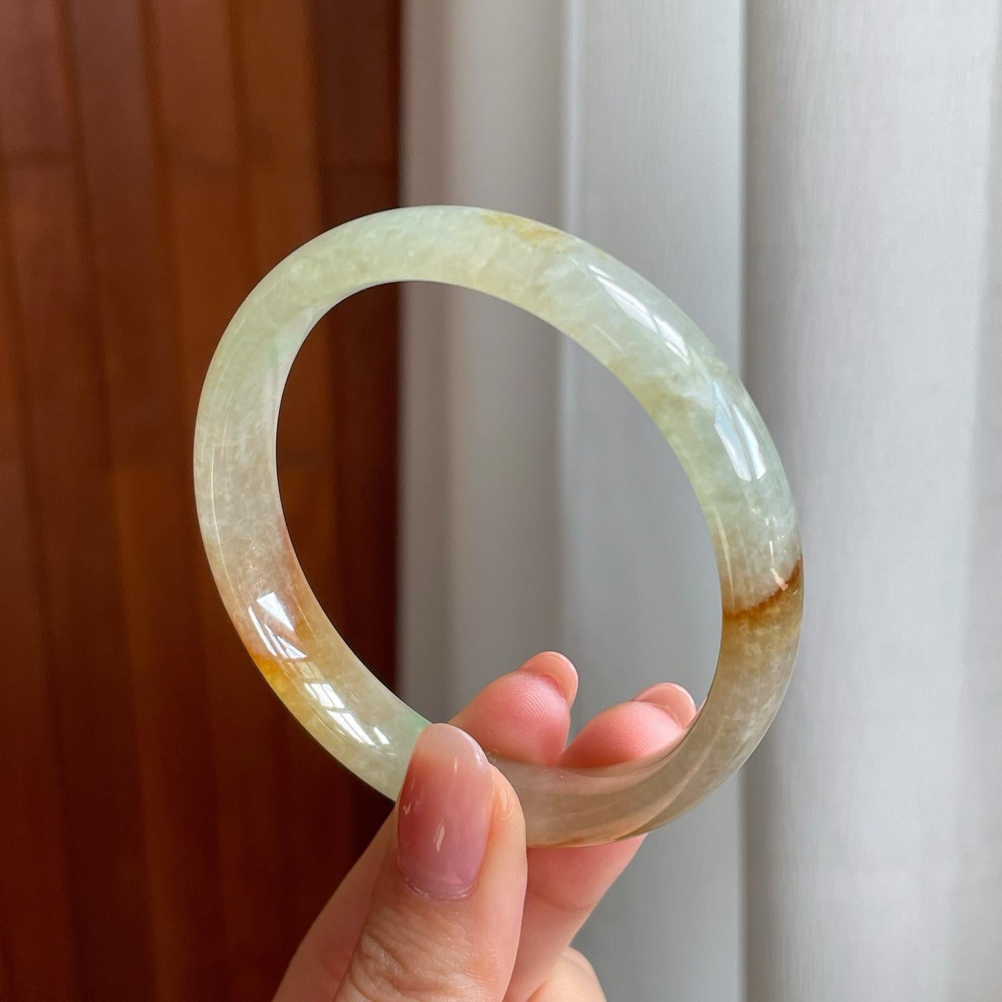 冰种黄翡翡翠平安镯（58.8mm）（yc333819）