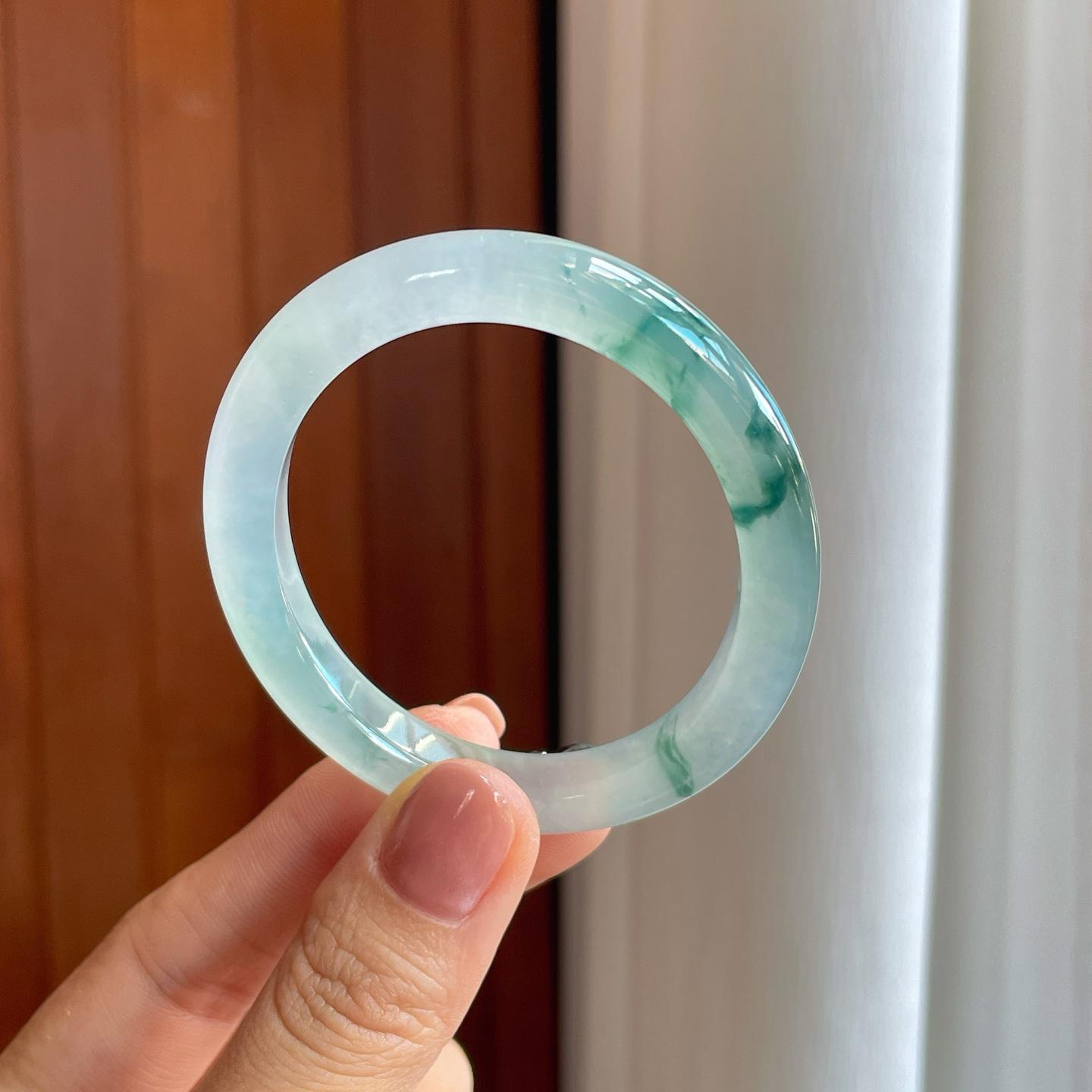 冰种飘花翡翠贵妃镯（53mm）（yc274639）