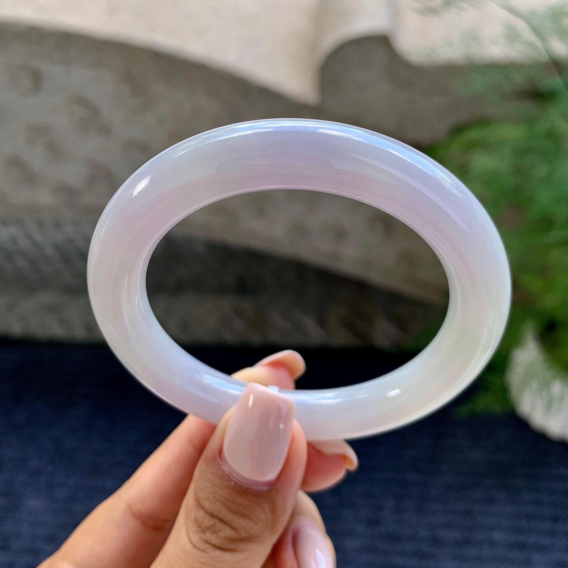 细糯种淡紫罗兰圆条手镯（51.6mm）（yc228035）