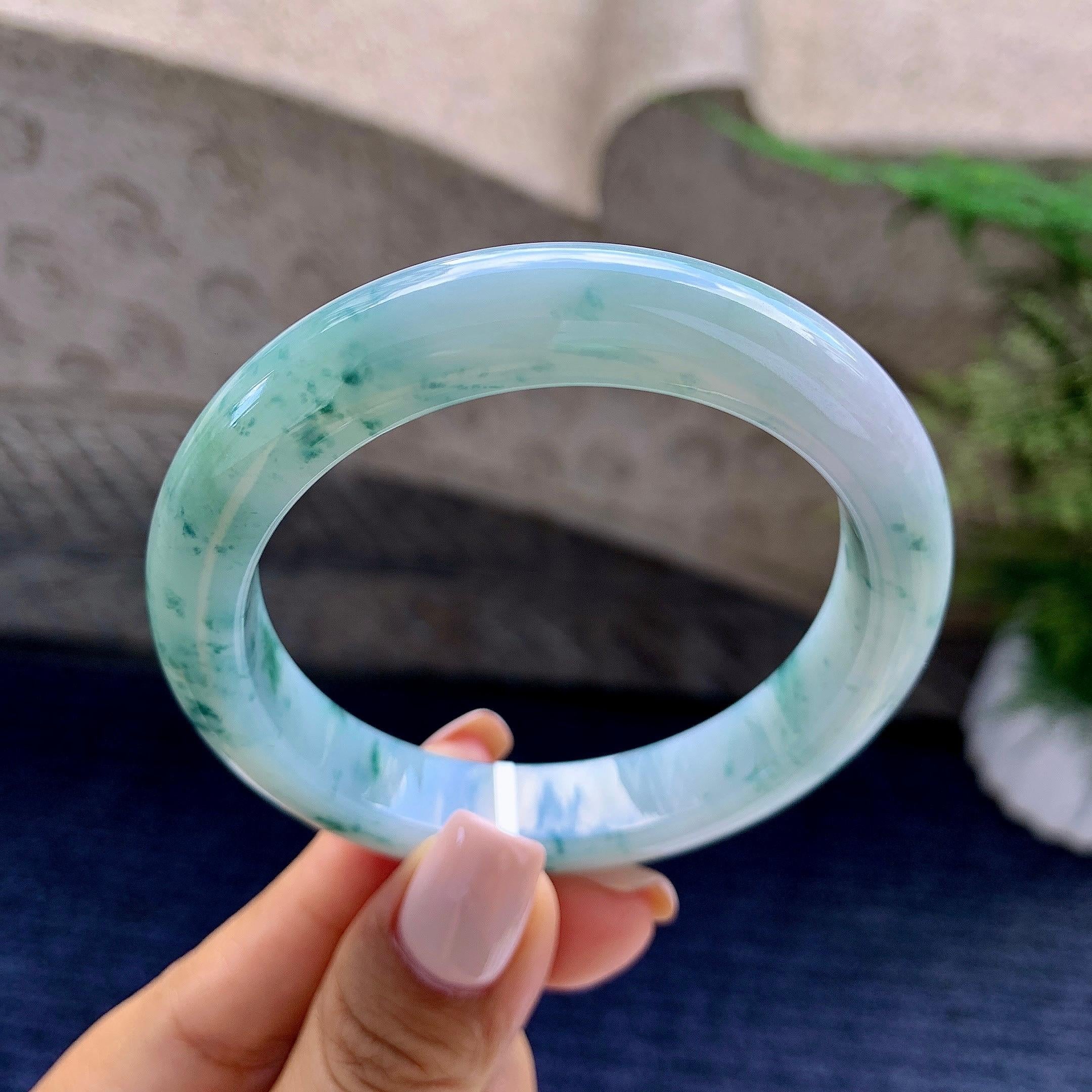 细糯种飘花平安镯（55.5mm）（yc223960）