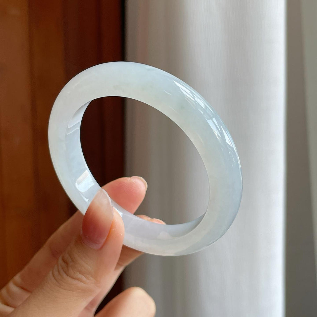 糯冰无色翡翠平安镯（53.7mm）（yc311406）