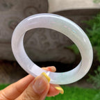 细糯种淡春彩正圈平安镯55.3圈      天然缅甸A货翡翠（yc392721）
