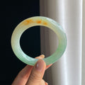 糯冰黄加绿翡翠圆条手镯（57mm）（yc419721）