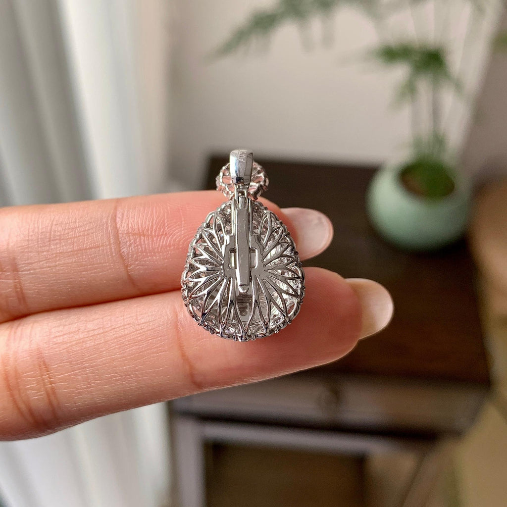 18k金钻镶冰种翠绿葫芦戒指/吊坠（两用款）（yc286403）