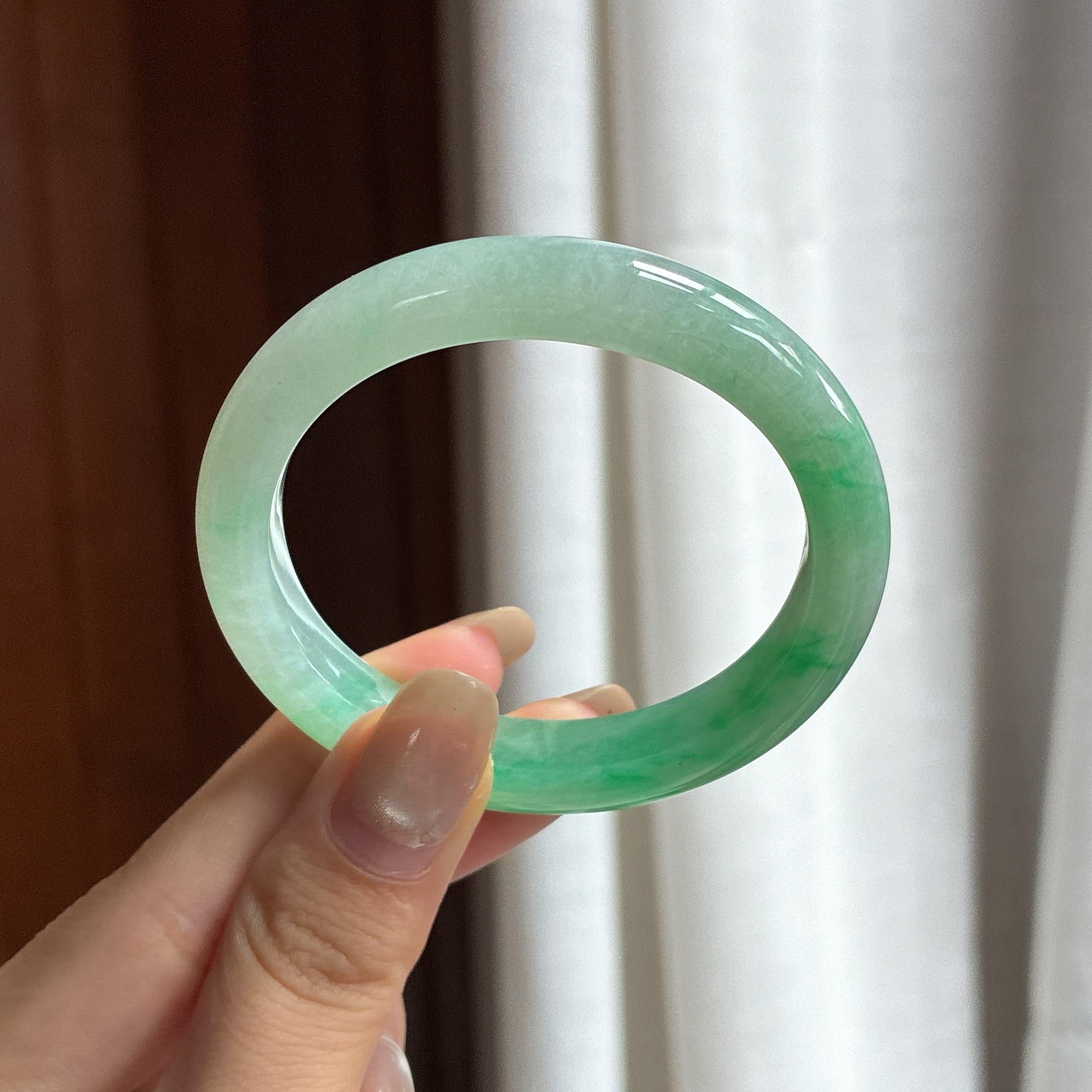糯冰半水半水贵妃镯 49圈 天然缅甸A货翡翠（yc454399）
