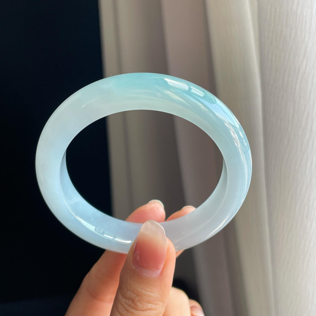 冰种蓝晴底翡翠平安镯（56.7mm)（yc318565）