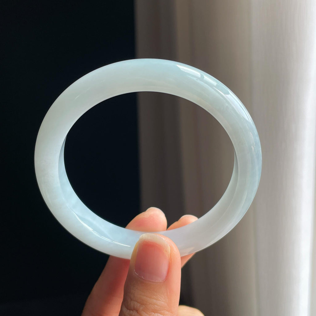 糯冰带色翡翠平安镯（58.2mm)（yc348933）