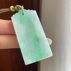 糯冰飘绿花翡翠仿古无事牌（yc260374）