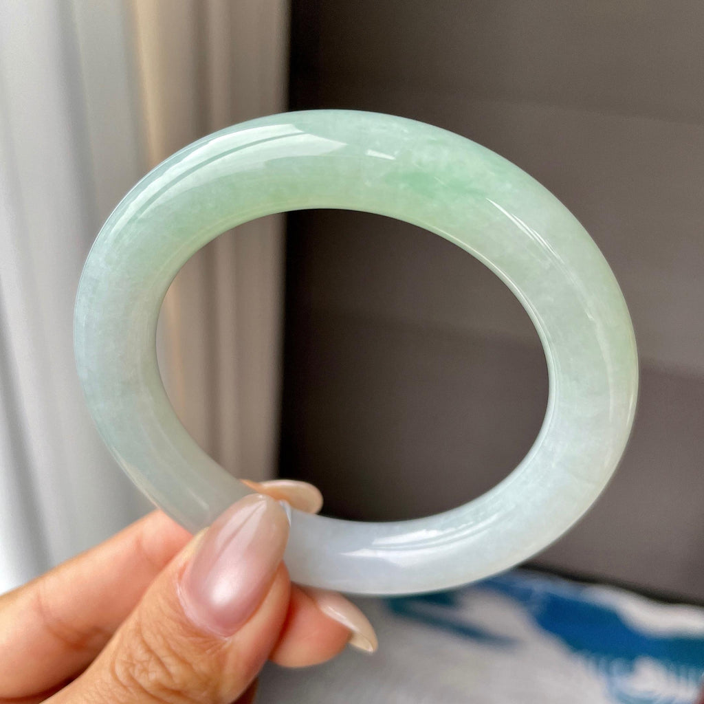 小圈口   细糯种晴底圆条手镯53.7圈   天然缅甸A货翡翠（yc346971）