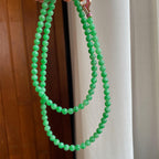 糯冰满绿翡翠珠串项链（yc251053）