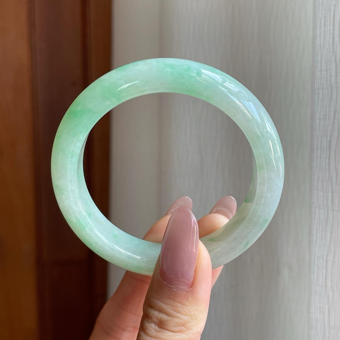 糯冰飘花翡翠平安镯（51mm）（yc295011）