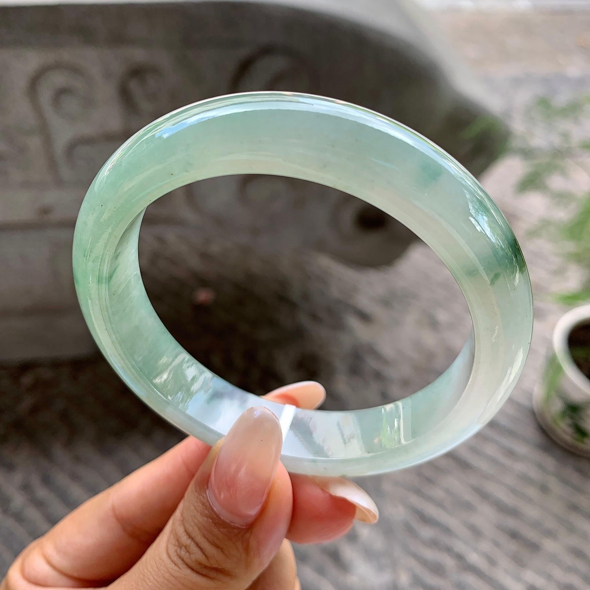 细糯种飘花平安镯（59.2mm）（yc202386）