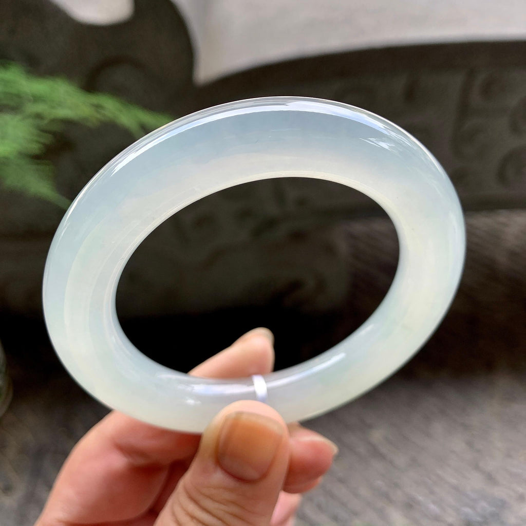 糯冰种无色圆条手镯（55.3mm）（yc195370）