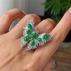 18k金钻镶糯冰种满绿葫芦戒指/胸针（两用款 ）         天然缅甸A货翡翠（yc376092）