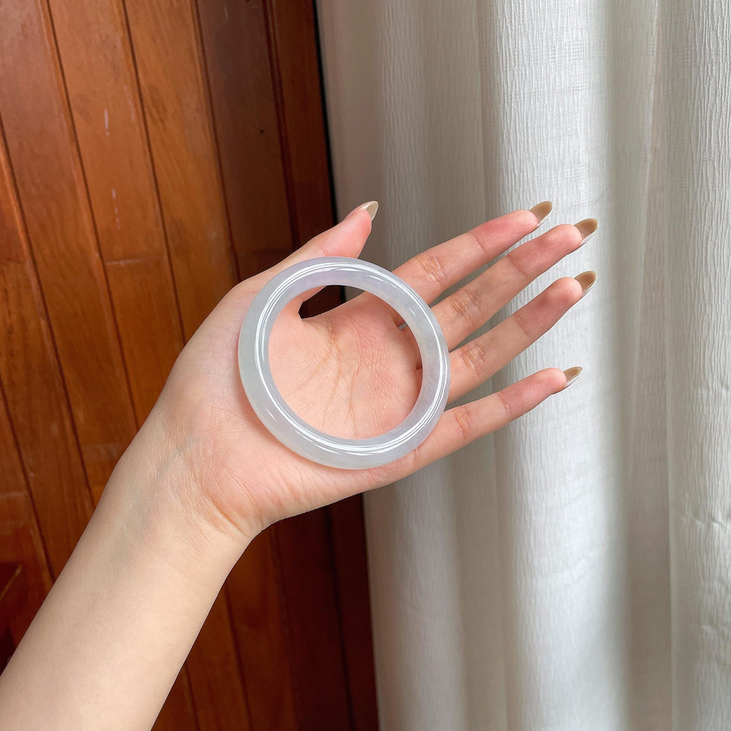 冰种淡底色翡翠圆条手镯（55.8mm)（yc406763）