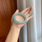 冰种湖水绿翡翠圆条手镯（53.5mm）（yc318633）