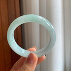糯冰淡底色翡翠平安镯（53.5mm）（yc279361）