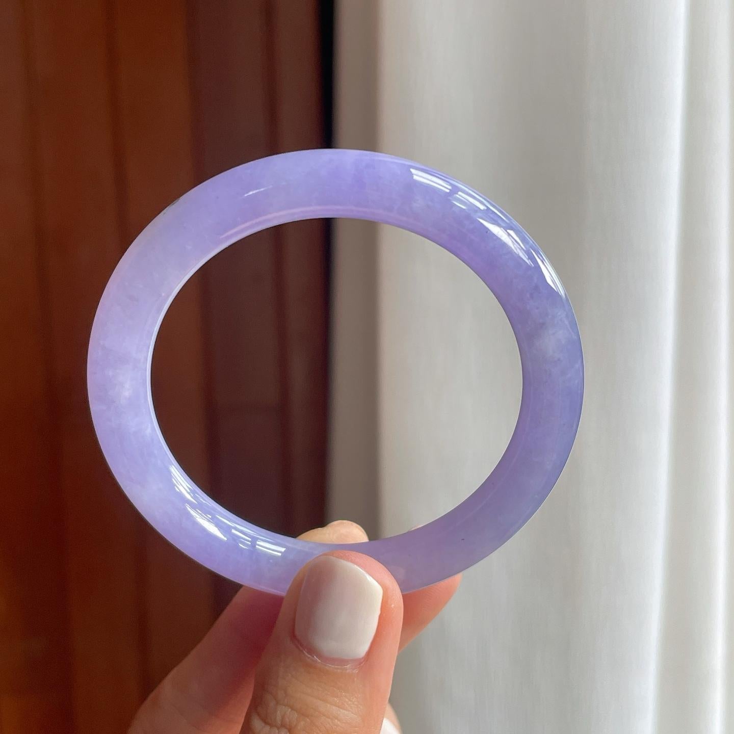 糯冰紫罗兰翡翠圆条手镯（52.6mm）（yc249153）