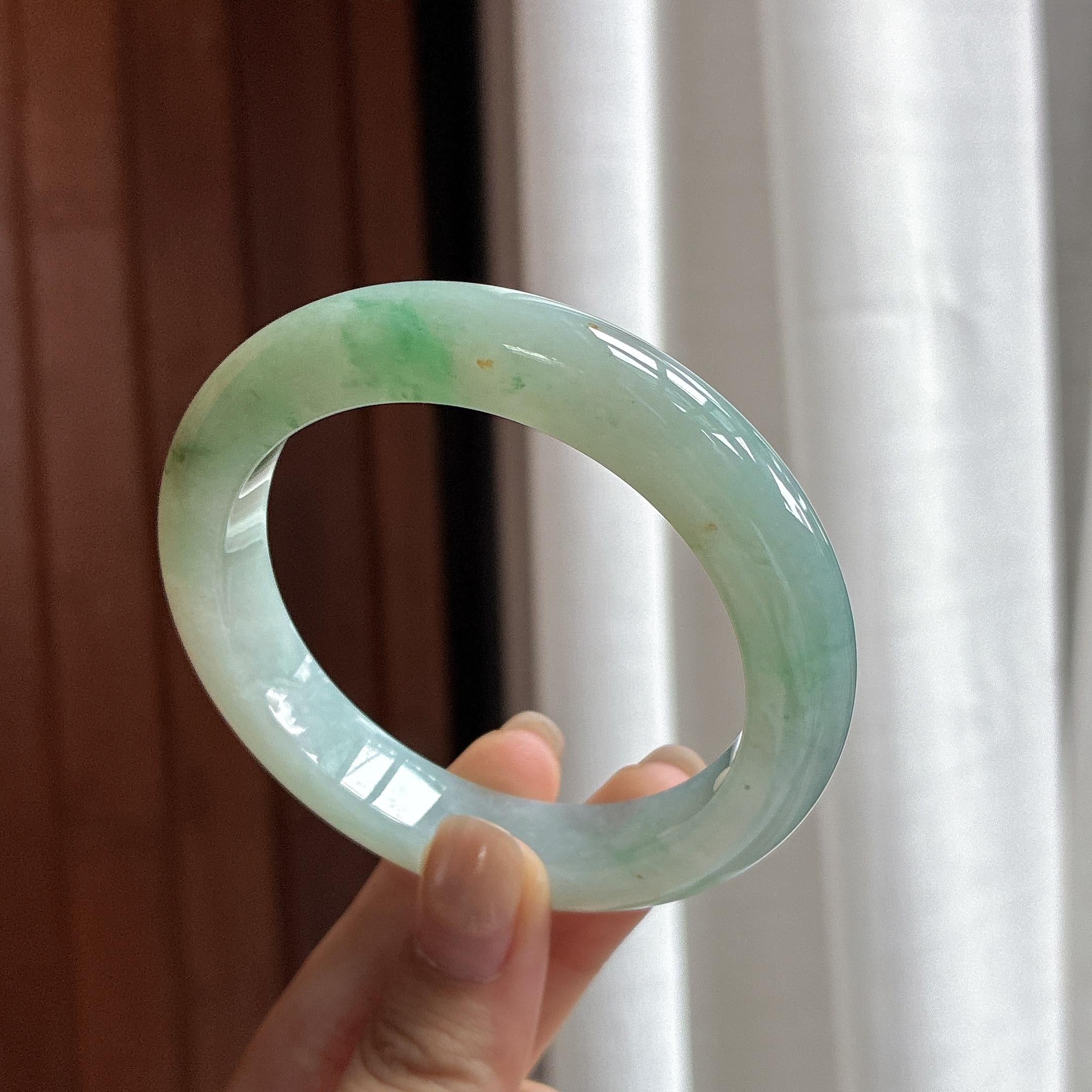 糯冰飘花洒金正圈平安镯 56圈 天然缅甸A货翡翠（yc482394）