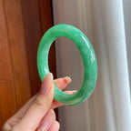 糯冰满绿翡翠圆条手镯（55mm)（yc419486）