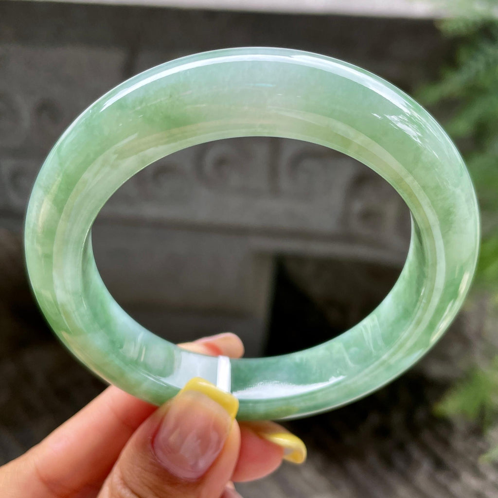 细糯种飘花正圈平安镯56.7圈      天然缅甸A货翡翠（yc383125）