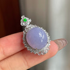 18k金钻镶糯冰种紫罗兰翡翠蛋面吊坠（yc174455）