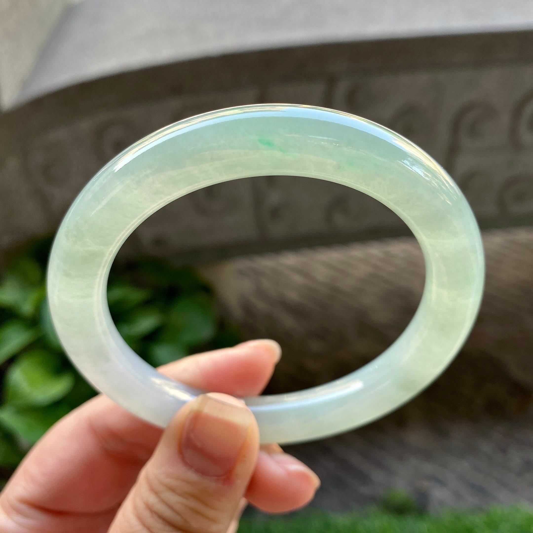 糯冰种晴底圆条手镯（58mm）（yc304781）