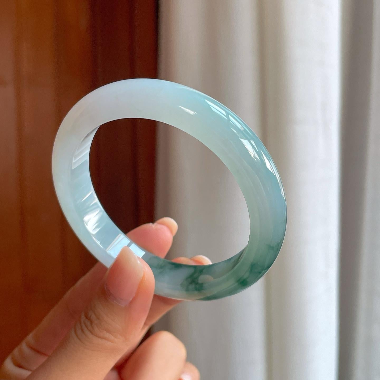 糯冰飘花翡翠平安镯（57.8mm）（yc400166）