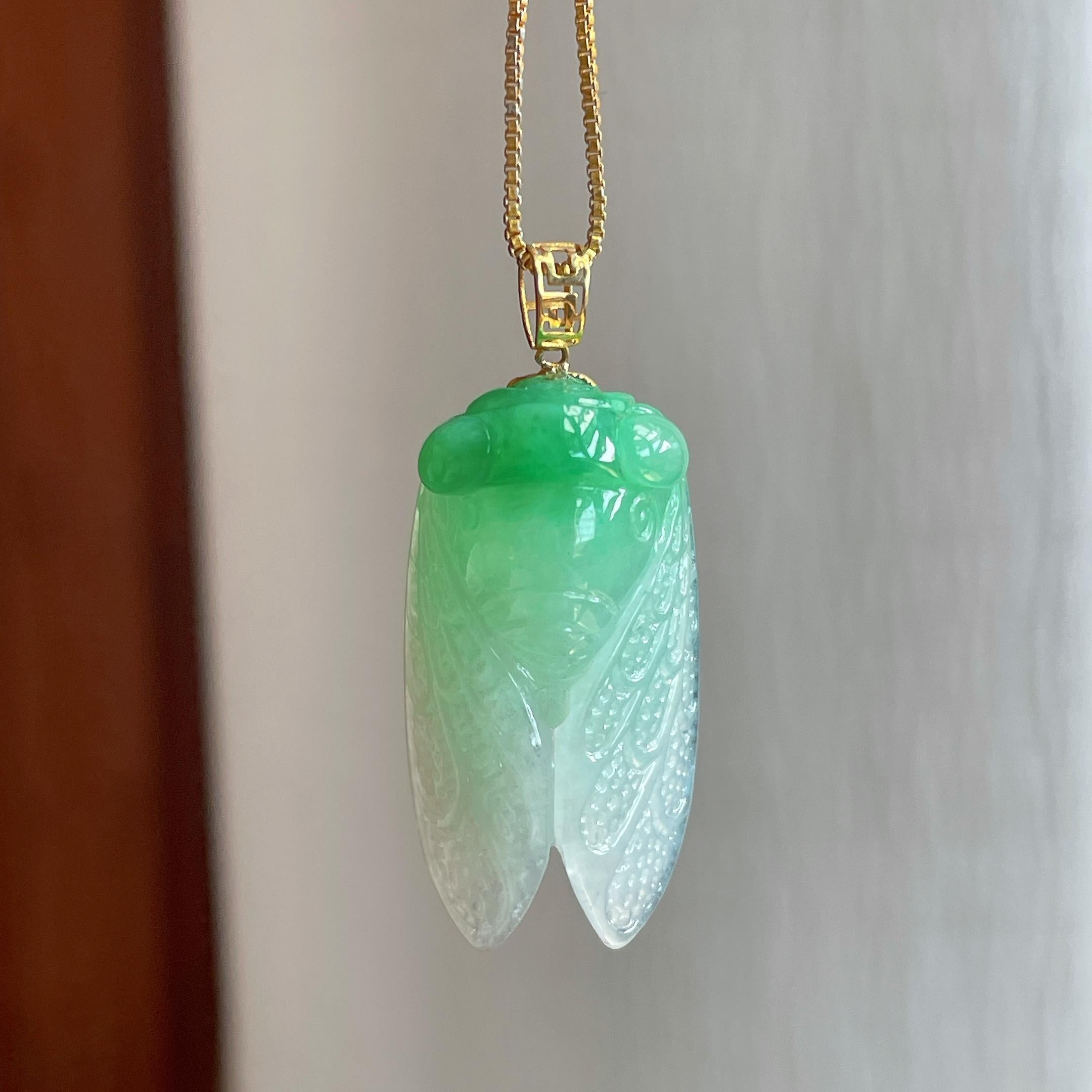 18k 金扣糯冰种带色翡翠一鸣惊人（yc313910）