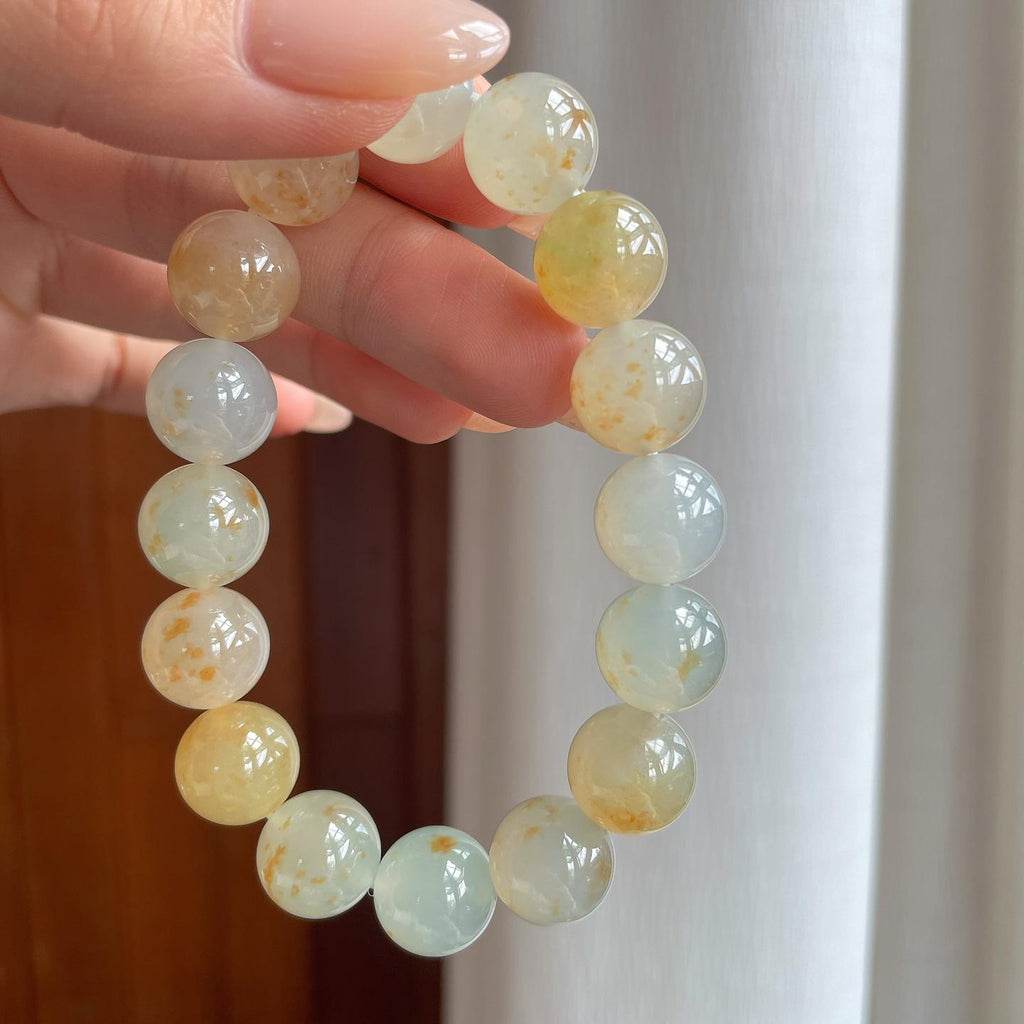 冰种黄翡翡翠珠串手串（yc247163）