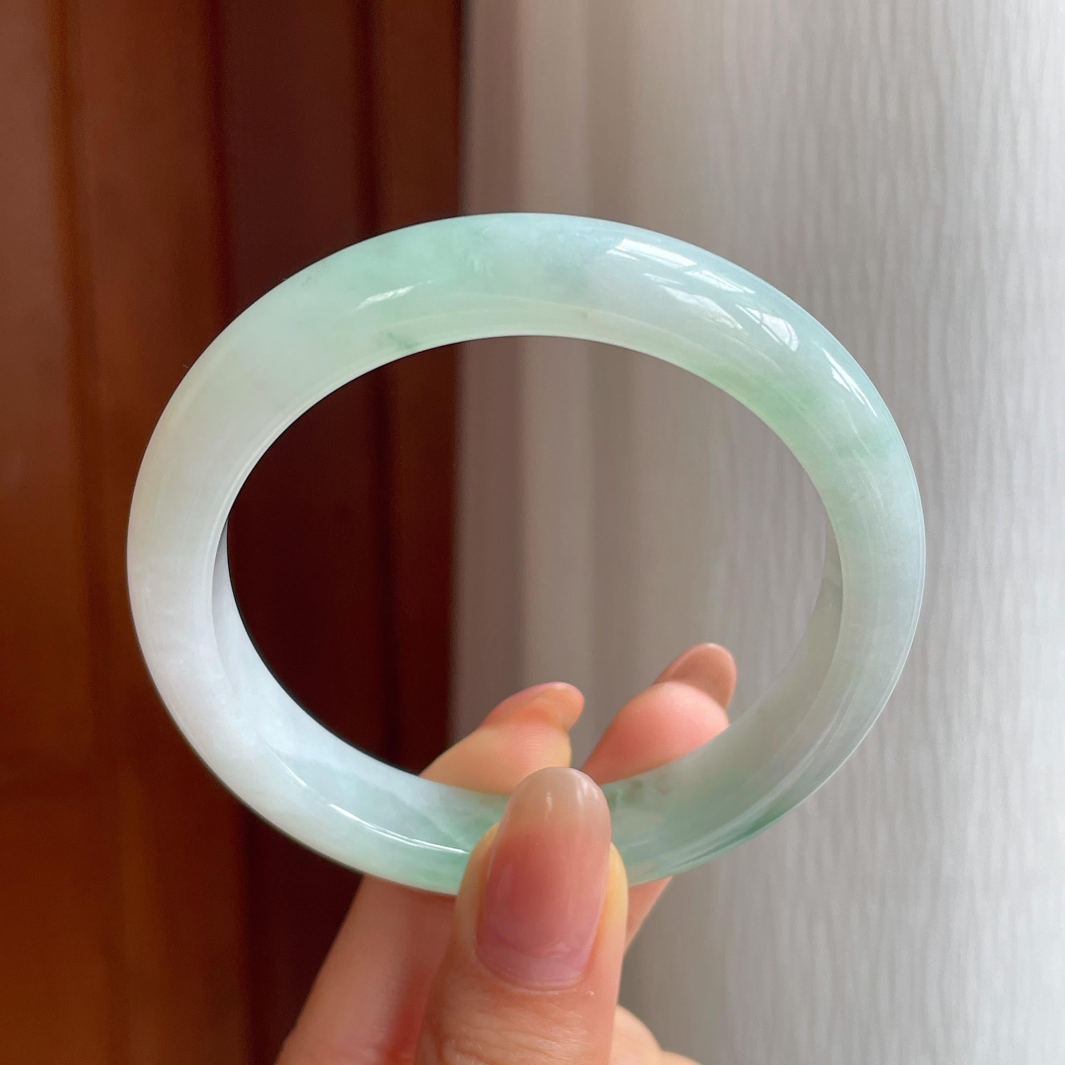 糯冰飘花翡翠平安镯（55mm)（yc350446）