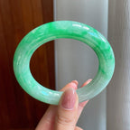 糯冰飘花翡翠圆条手镯（57mm）（yc323861）