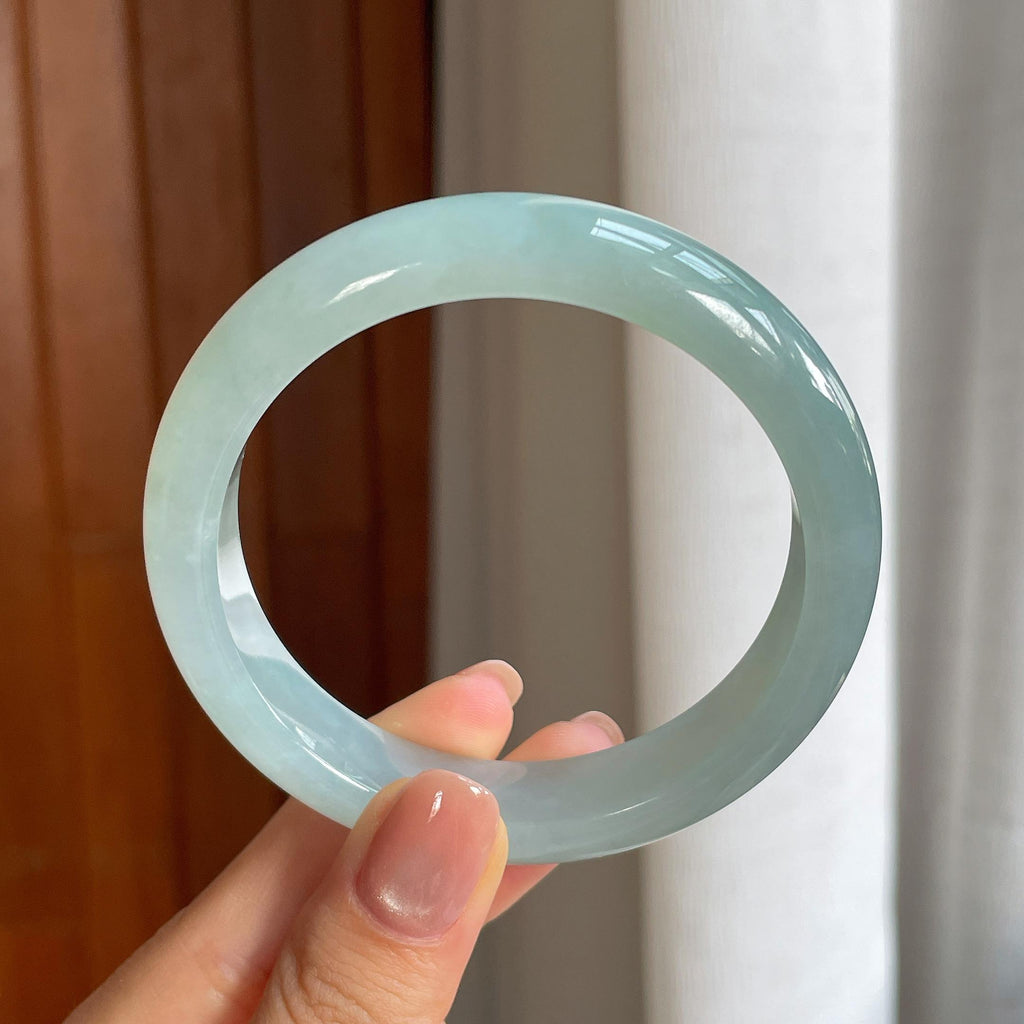 糯冰蓝晴翡翠平安镯（56.7mm)（yc418349）