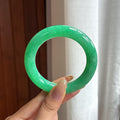 糯冰满绿翡翠圆条手镯54圈（yc426667）