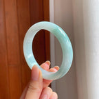 糯冰带色翡翠平安镯（56.3mm)（yc375380）