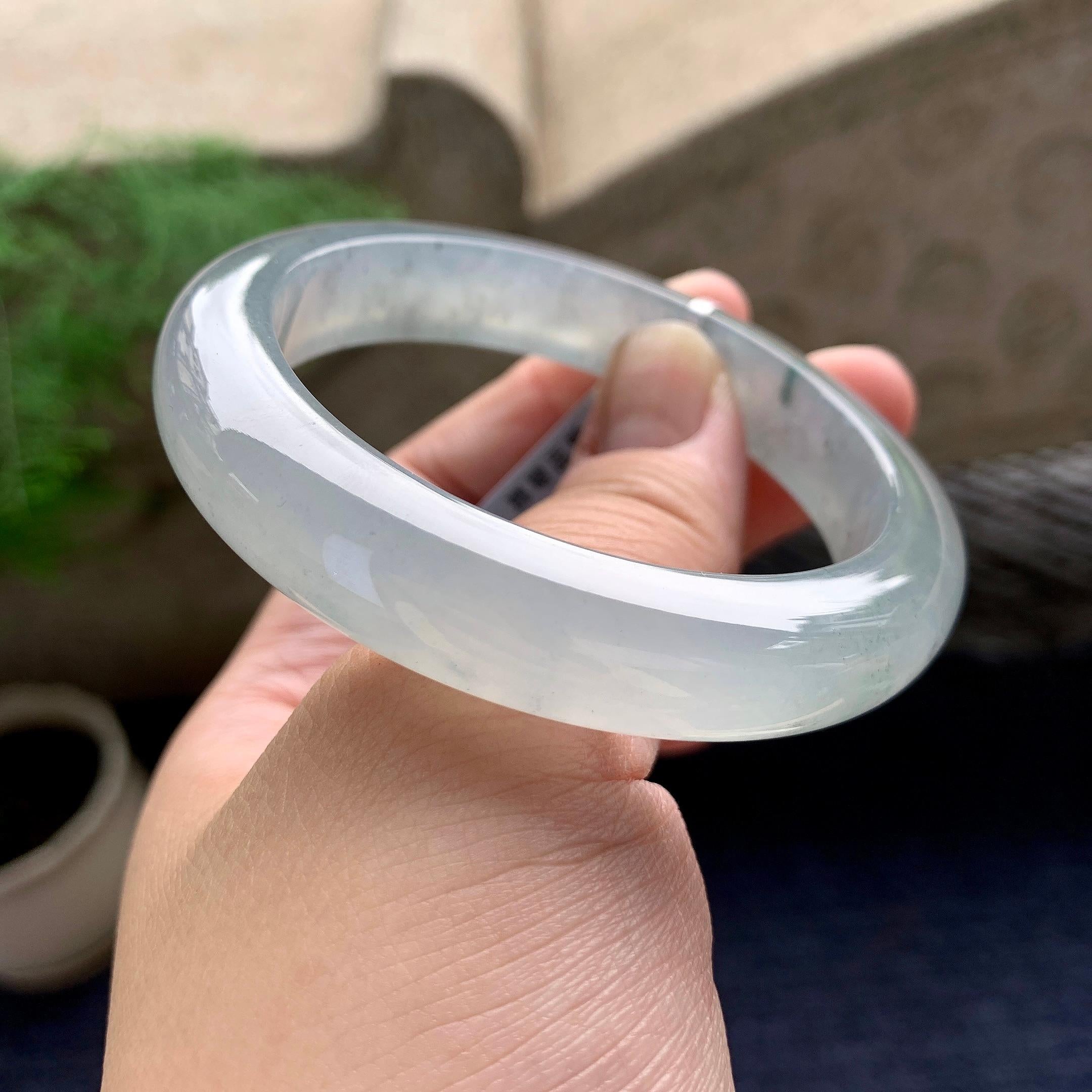 糯冰种乌鸡平安镯（54.3mm）（yc198231）