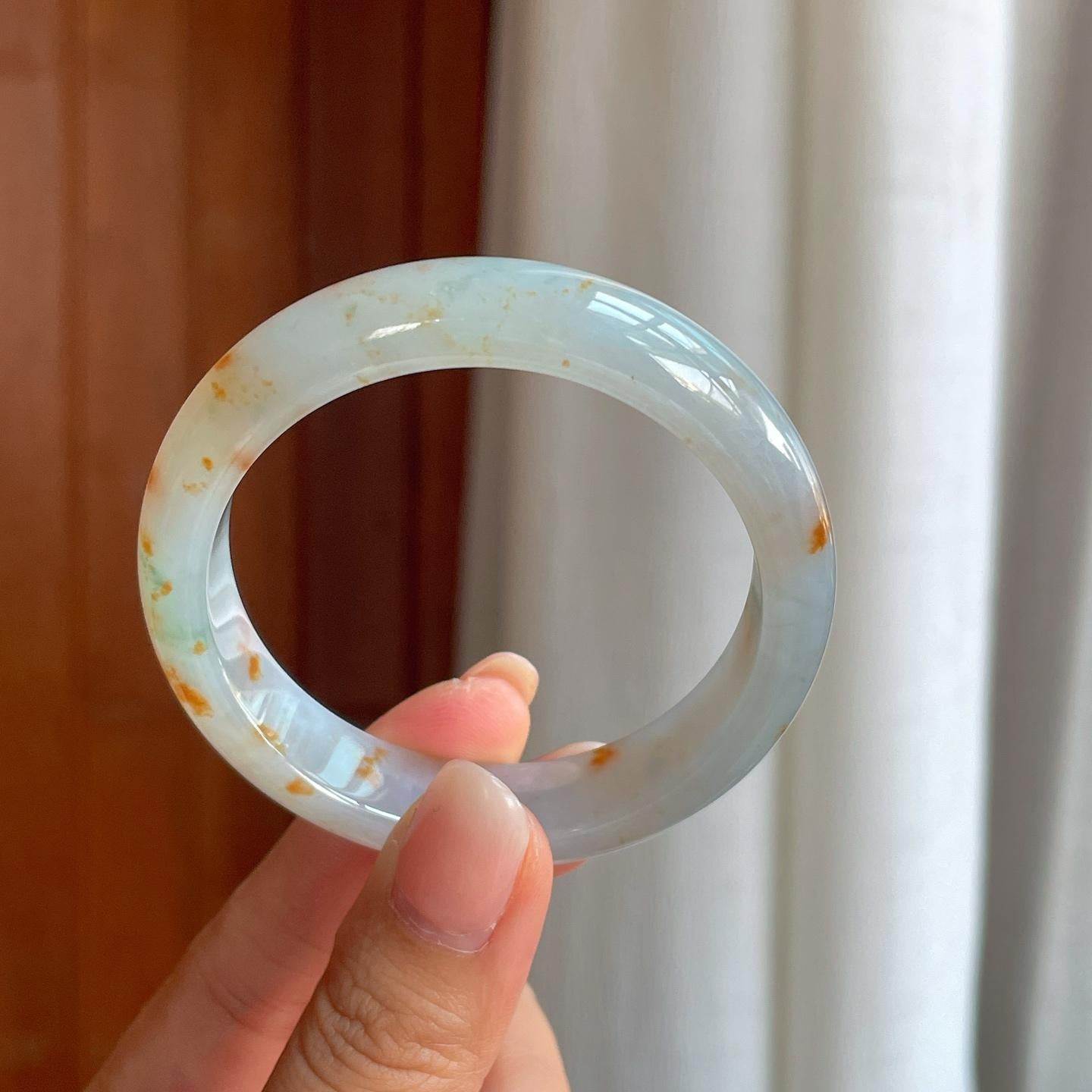 糯冰黄翡翡翠平安镯（52mm）（yc396390）