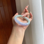 糯冰春带彩翡翠平安镯（56.4mm）（yc263535）