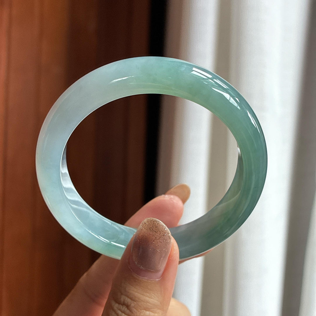 糯冰湖水绿正圈平安镯 55圈 天然缅甸A货翡翠（yc454477）
