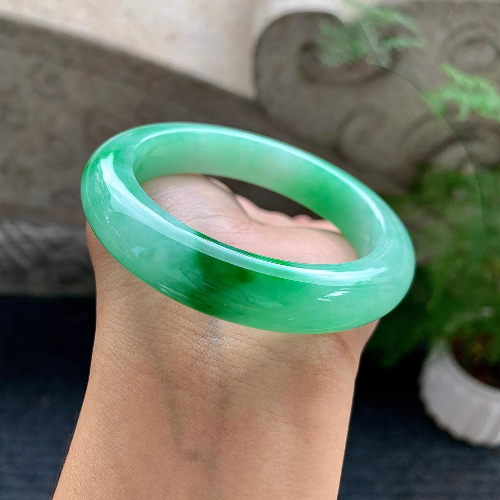 细糯种飘阳绿平安镯（53.7mm）（yc195924）