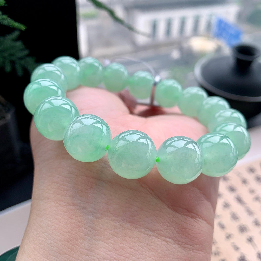 糯冰种晴水洒金手串 天然缅甸A货翡翠（yc473097）
