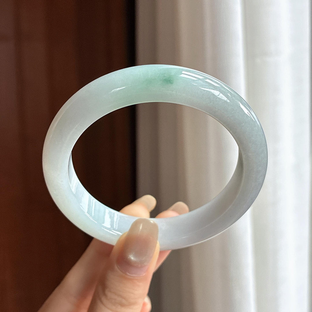 细糯种飘花正圈平安镯 56圈 天然缅甸A货翡翠（yc464558）