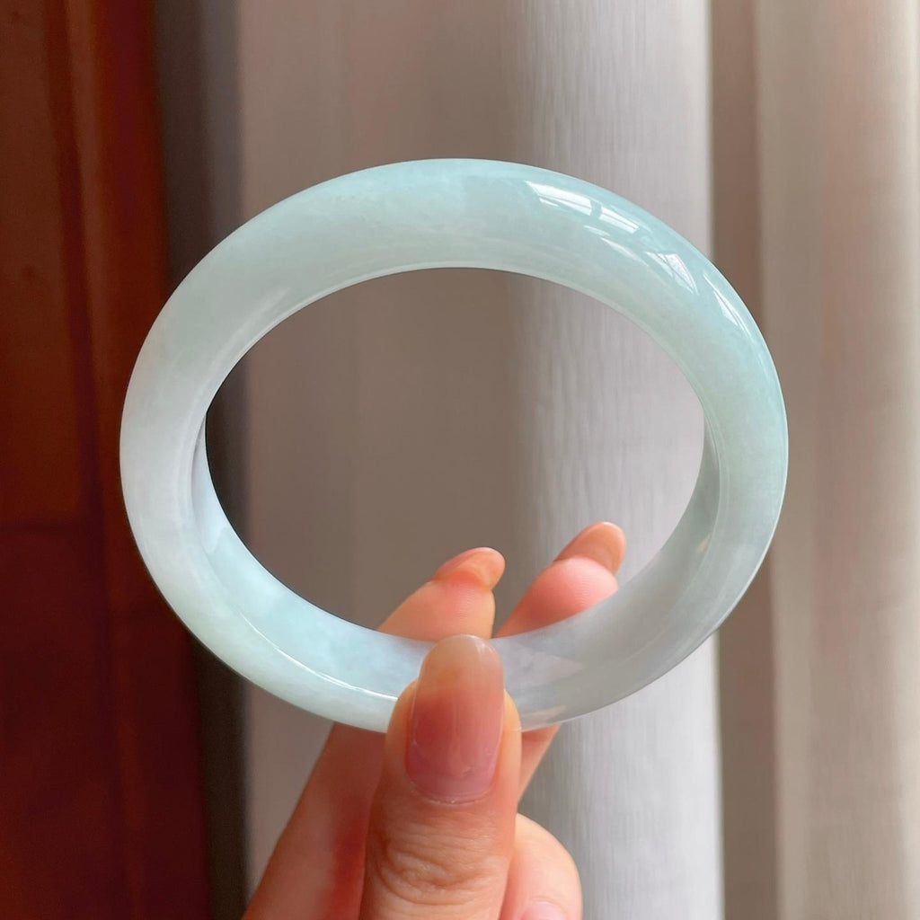 糯冰淡底色翡翠平安镯（59.7mm)（yc360236）
