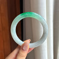 糯冰带色翡翠圆条手镯 55圈（yc426435）