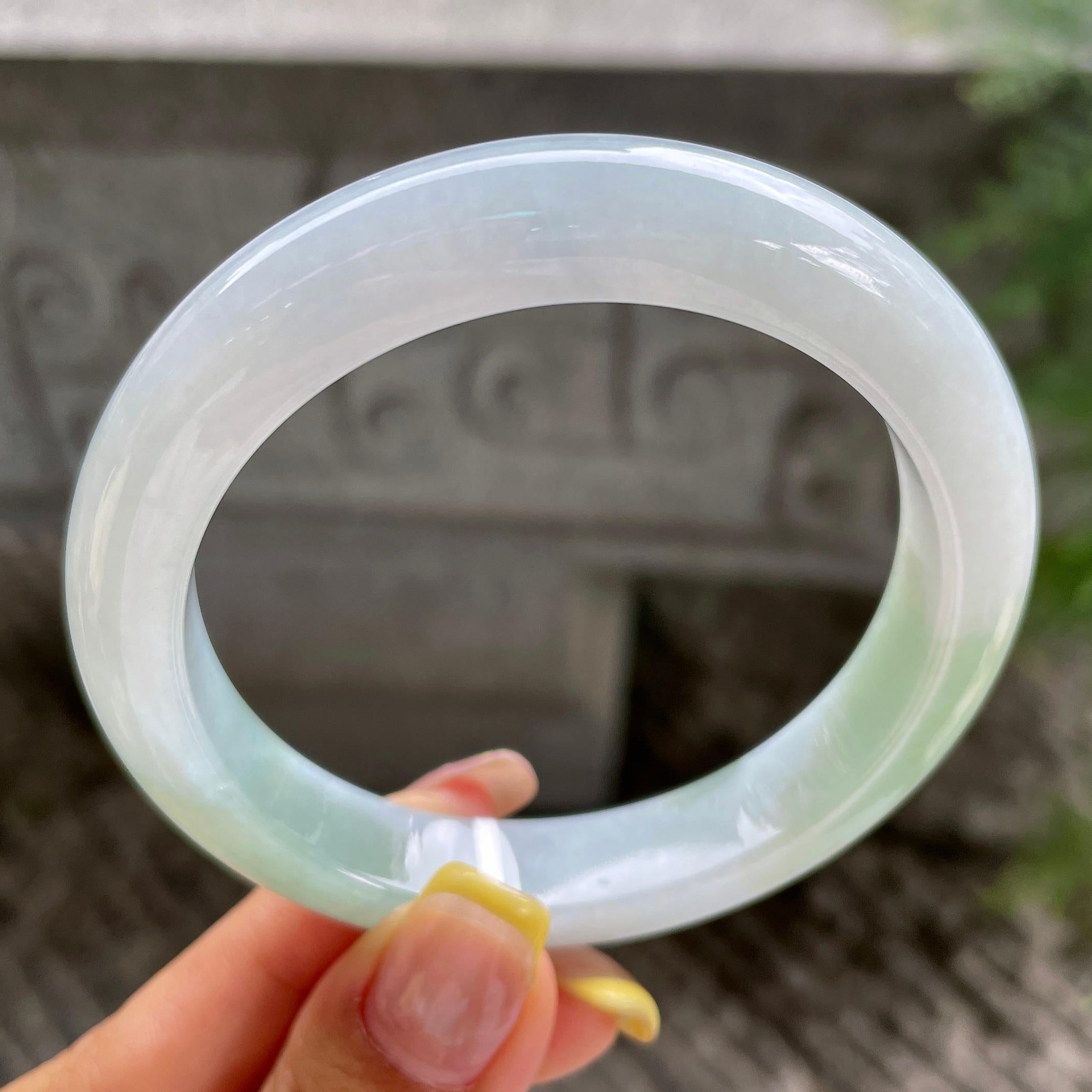 细糯种飘花正圈平安镯57.5圈      天然缅甸A货翡翠（yc383110）