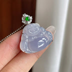 18k金钻镶糯冰紫罗兰翡翠佛公（yc263544）