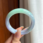 糯冰春带彩宽版翡翠平安镯（58mm)（yc411298）