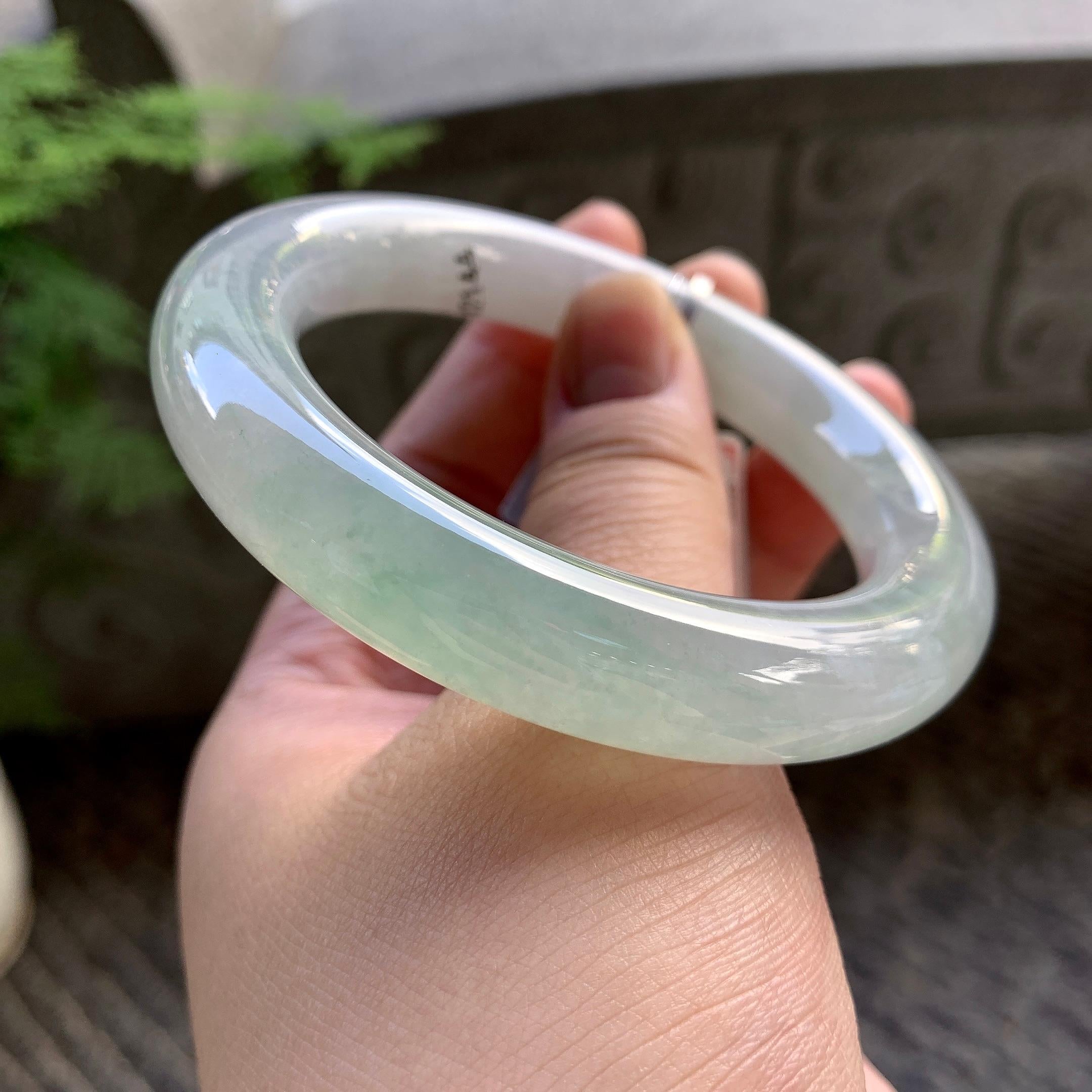 糯冰种晴底圆条手镯（57.5mm）（yc202341）
