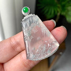 18K金钻镶冰种山水牌吊坠（yc255621）